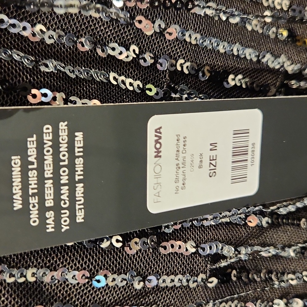 NWT Fashion Nova Women's Sz M Sequins One Shoulder Mini Dress - Picture 5 of 9